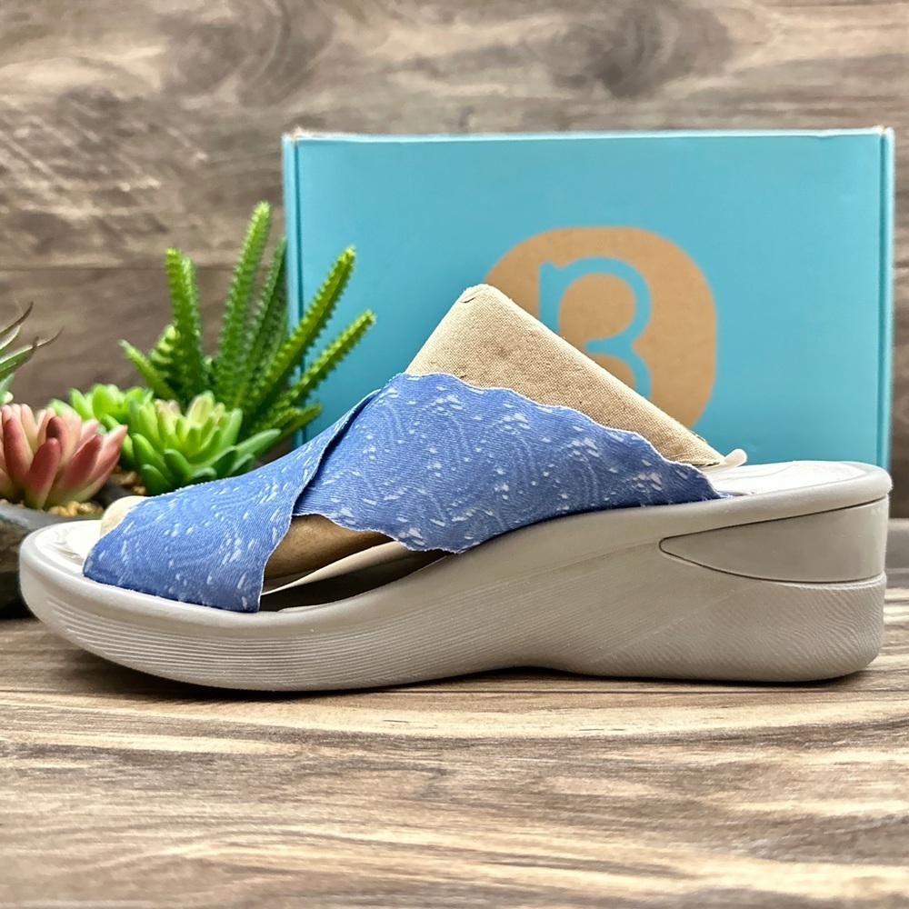 NIB Bzees Sahara Comfort Stretch Slide Wedge Sandal 8.5M 38.5 Blue - Picture 6 of 12